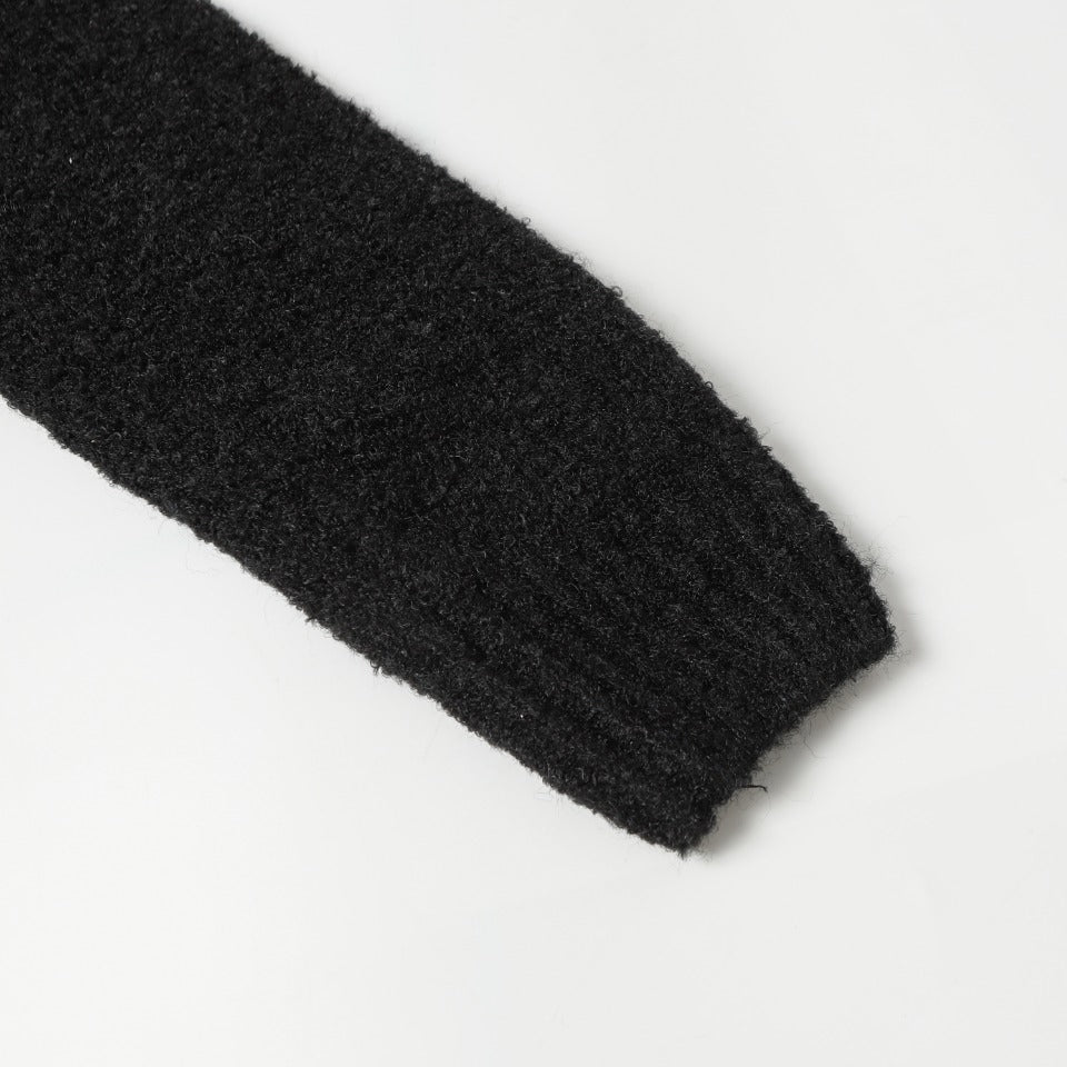 Retro atmosphere round neck autumn and winter loose and lazy feeling thick unisex sweater M813-Black