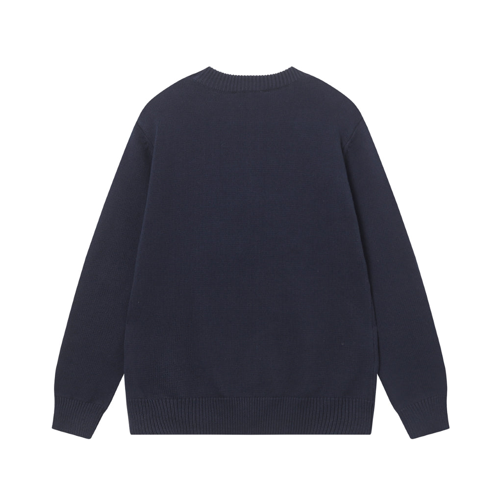 Retro atmosphere round neck autumn and winter loose and lazy feeling thick unisex sweater M803-Black