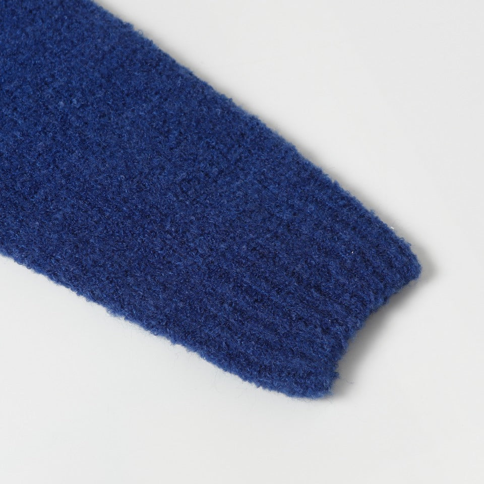 Retro atmosphere round neck autumn and winter loose and lazy feeling thick unisex sweater M812-Blue