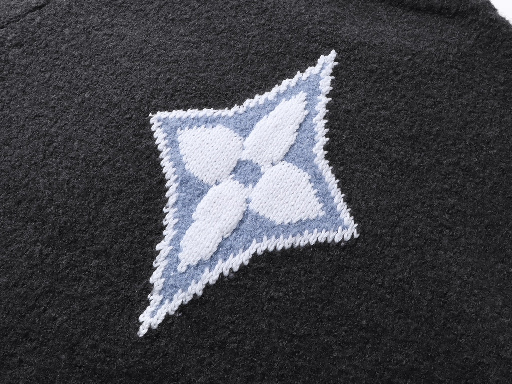 Retro atmosphere round neck autumn and winter loose and lazy feeling thick unisex sweater P195-Black