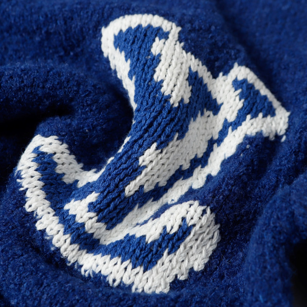 Retro atmosphere round neck autumn and winter loose and lazy feeling thick unisex sweater M812-Blue